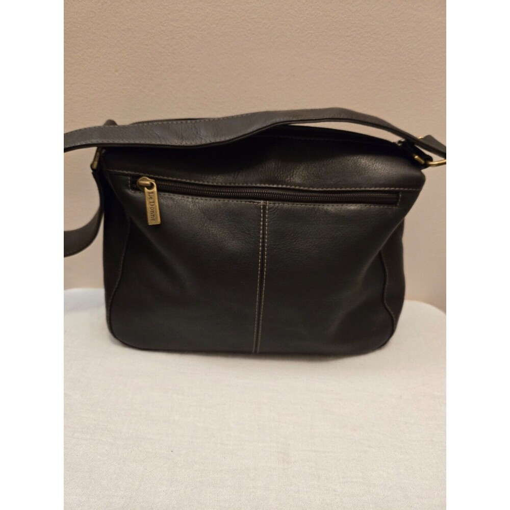 Le Donne Leather Collection Dark Brown Soft Leather Medium Size Shoulder Bag